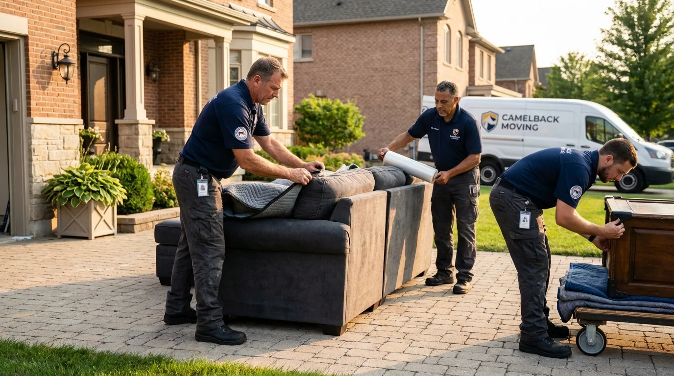Large estate moving crew wrapping furniture in Markesan, WI